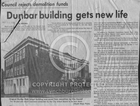  : Dunbar old bldg saved