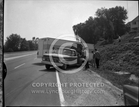  : Truck-Trailer House Wheel Run off Expressway Near Bridge, Sept 1