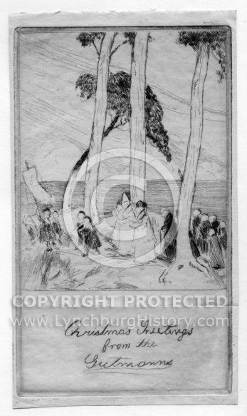 Gutmann Christmas card engraving