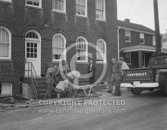  : Men working on steps, Methodist Church, May 28, 1969