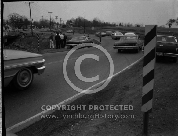  : Car over bank at bridge, Jan 15, 1966
